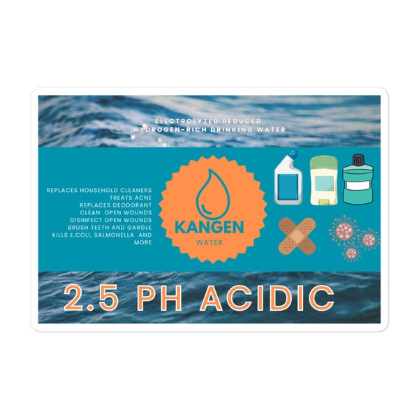 Kangen Water 2.5 pH Label Sticker, Kangen Water Sticker, Enagic Sticker, Hydration Sticker, Bubble-free stickers