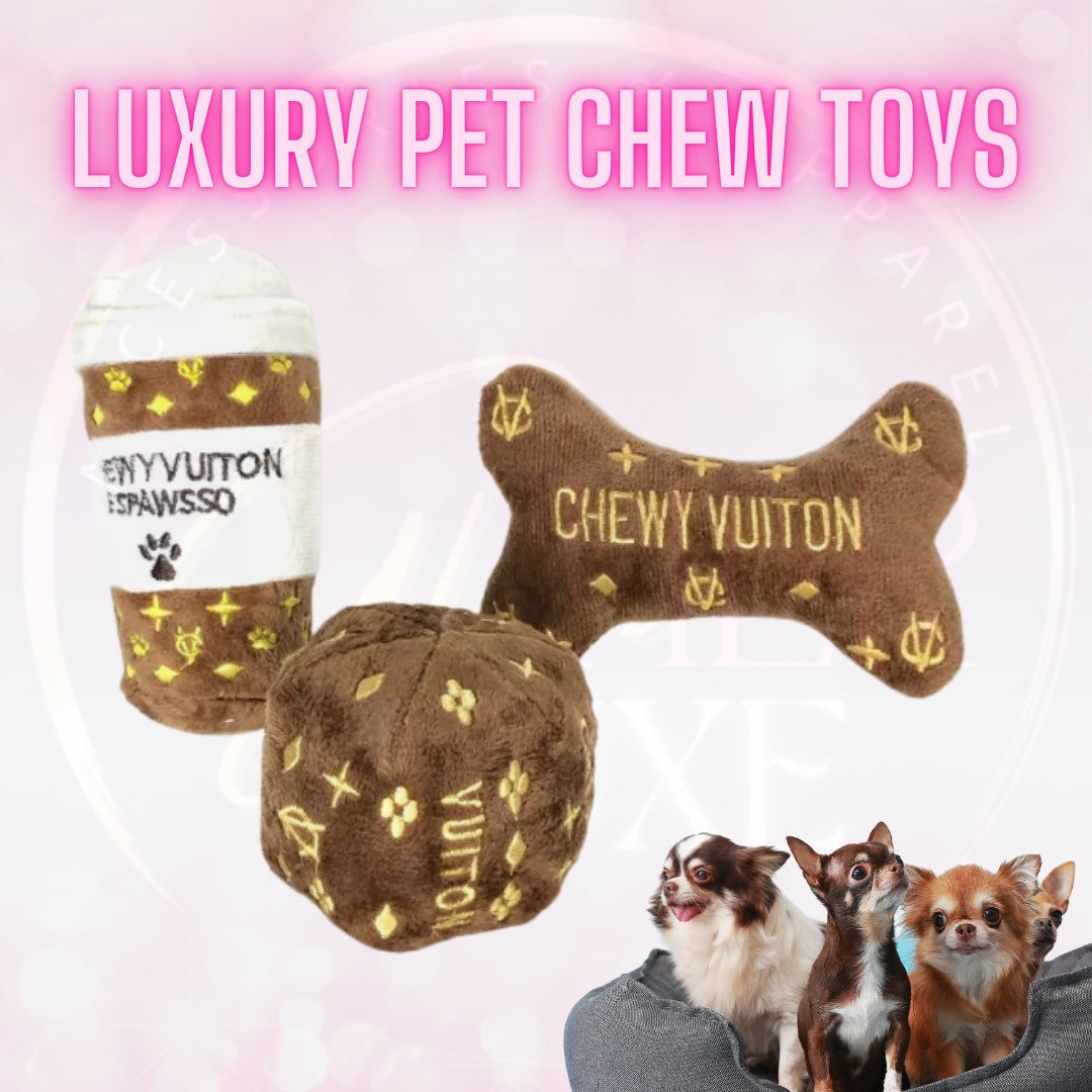 Spoil Your Pup with Chewy Vuiton: Parody Designer Plush Dog Toys