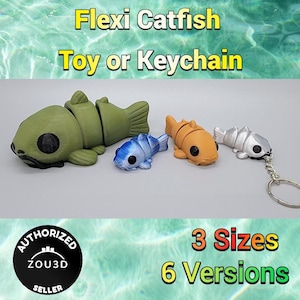 Juguete flexible de pez gato de color personalizado / Llavero articulado de pez / Lindo mini juguete sensorial antiestrés / Zou3D