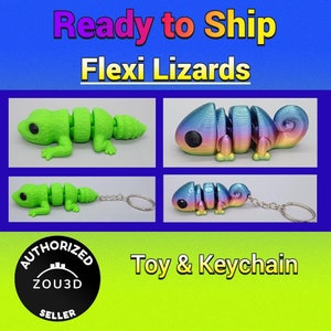 Ready to Ship Flexi Lizard Toy or Keychain | 3D Printed | Sensory | Fidget