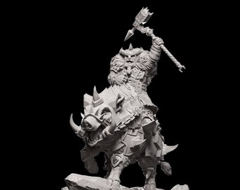 Dwarven Rider | Cripta Studios | Resin Printed Mini | TTRPG | DnD | Pathfinder | D&D | 32mm | 75mm