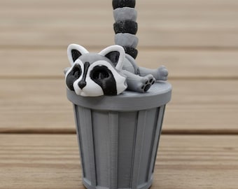 Articulated Raccoon Toy with Trash Can Fidget Sensory Flexi Play Set