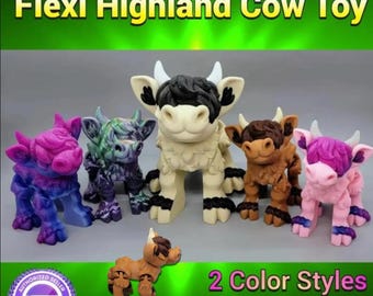 Articulated Flexi Highland Cow | Sensory Toy for Stimming | 2 Sizes & Multi-Color Options