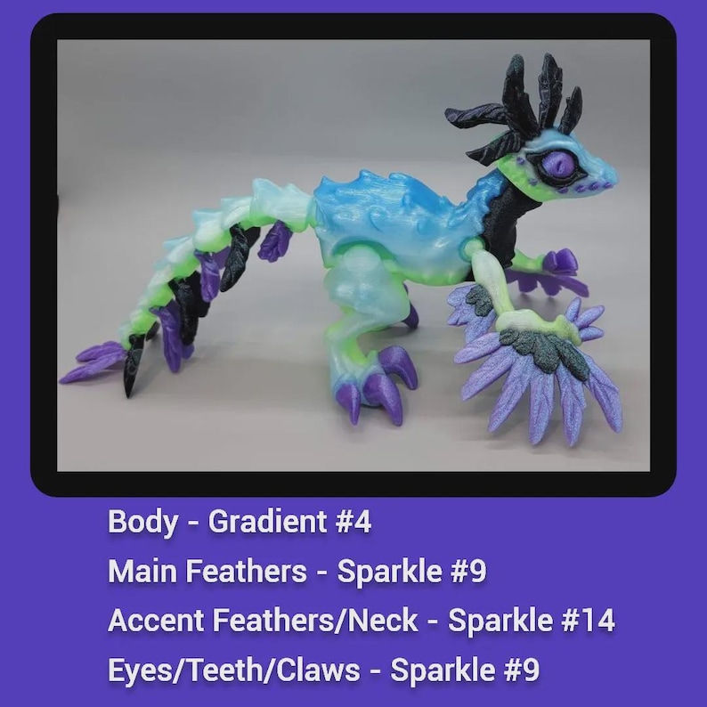 Posable Raptor Twisty Feathered Raptor Posable Figure | Custom Colors | Multicolor ...
