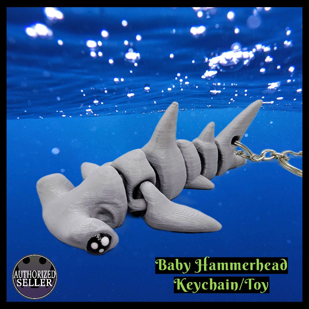 Baby Hammerhead Shark Keychain or Fidget Toy in Custom Colors