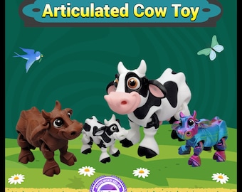 Articulated Cow Toy, Bovine, Holstein, Farm, Fun, Fidget, Colorful, Flexi, Sensory