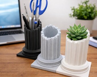 3D Printed Pillar Ruins Pen Holder: Desk Organizer, Planter