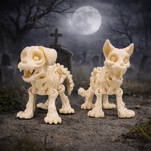 Articulated Animal Skeleton Toys – 3D Printed Fidget Creatures (Cat, Dog, Bunny, Chameleon, Squirrel)
