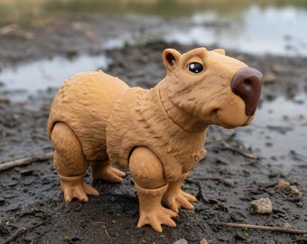 3D Printed Articulated Capybara Toy – Custom Colors Flexible Fidget Animal