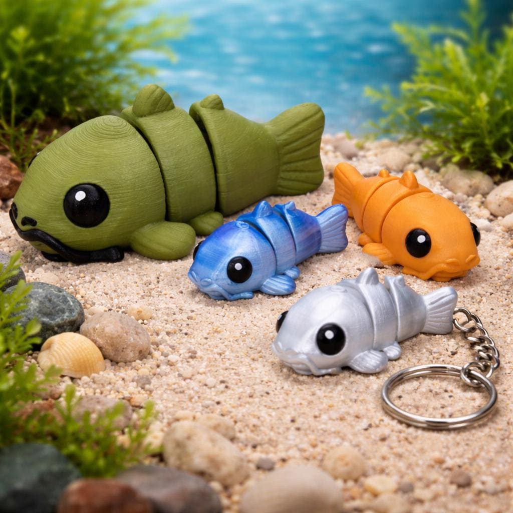 Custom Color Flexi Catfish Toy: Articulated Fidget Keychain - Etsy