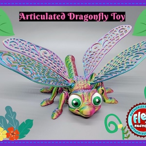 Articulated Dragonfly Fidget Toy | 3D Printed Flexi Bug | Customizable Colors | STEM Gift | Sensory Desk Gadget | Stimming Needs