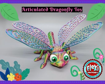 Articulated Dragonfly Fidget Toy | 3D Printed Flexi Bug | Customizable Colors | STEM Gift | Sensory Desk Gadget | Stimming Needs