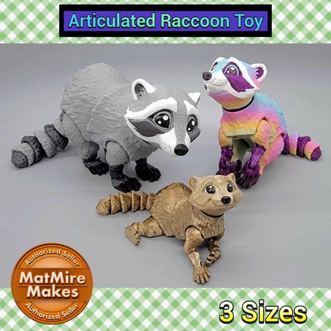 Articulated Raccoon Fidget Toy: Poseable Stress Reliever, Sensory Flexi ...