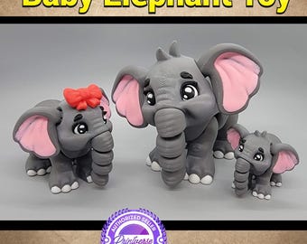 3D Printed Articulated Baby Elephant Toy: Sensory Fidget Gift