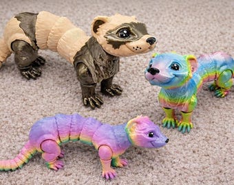 Customizable Articulated Ferret Toy – 3D Printed Poseable Animal Gift for Ferret Lovers