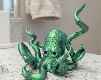 Custom Octopus Toothbrush Holder: Hand-Painted Eyes, Ocean Bathroom Decor