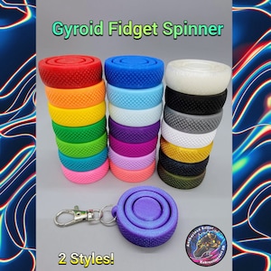 3D Printed Gyroid Fidget Spinner | Sensory Gyro Toy Keychain | Stress Relief | 2 Styles