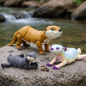 Articulated River Otter Fidget Toy: 3D Printed, Poseable, Custom Color