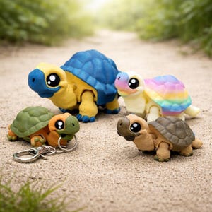 Custom Colors Mini Tortoise Articulated Toy or Keychain | 3D Printed | Turtle | Fidget | Toy