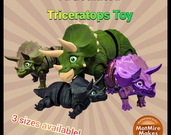 Articulated Triceratops Dinosaur Toy Fun, Fidget, Flexi, Sensory