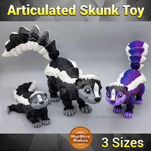 Articulated Skunk Toy – Fun & Poseable Stress Reliever for All Ages | Sensory | Flexi | Custom Colors