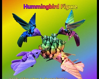 Figura Colibrí Articulada, Pájaro, Impreso en 3D, Fidget, Regalo, Sensorial, Flexi, Mascota