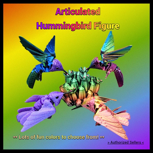 Articulated Hummingbird Figure, Bird, 3D Printed, Fidget, Gift, Sensory, Flexi, Pet