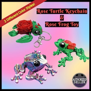 Articulated Rose Turtle Keychain & Frog Toy: Cinderwing3D Design