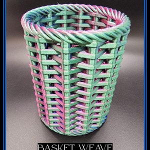 Basket Weave Pencil Holder Sturdy Desk Office Furniture Accessory