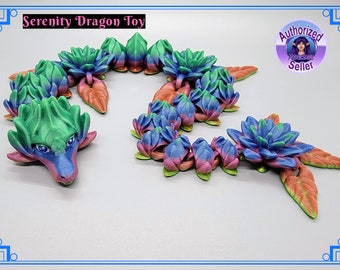 Articulated Serenity Dragon Toy Clutch Sensory Fidget MysticSaige, Lotus, Flower, Lily