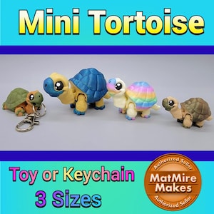 Custom Colors Mini Tortoise Articulated Toy or Keychain | 3D Printed | Turtle | Fidget | Toy