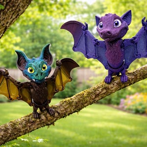 Articulated Posable Fruit Bat Toy: Flapping Wings, Fidget Sensory - Optional Stand