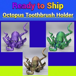 Versandfertiger Octopus Zahnbürstenhalter | 3D Gedruckt | Badezimmer Dekor