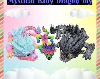 Mystical Baby Dragon Toy Figure, Articulated, Fidget, 3D printed, Cute, Adorable, (made to order), custom, sensory