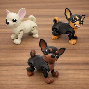 3D Printed Articulated Chihuahua Fidget Toy: Custom Sensory Desk Pet