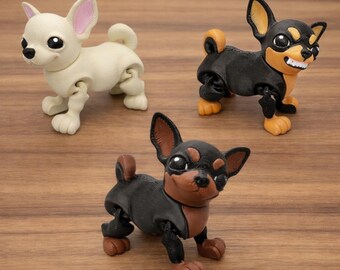 3D Printed Articulated Chihuahua Fidget Toy: Custom Sensory Desk Pet