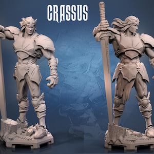 Crassus the Swordsman Miniature: Fantasy RPG, D&D, Pathfinder (32mm, 75mm)