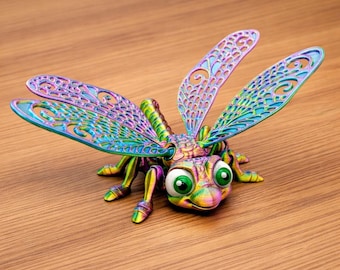 3D Printed Articulated Dragonfly Fidget Toy: STEM Sensory Desk Toy