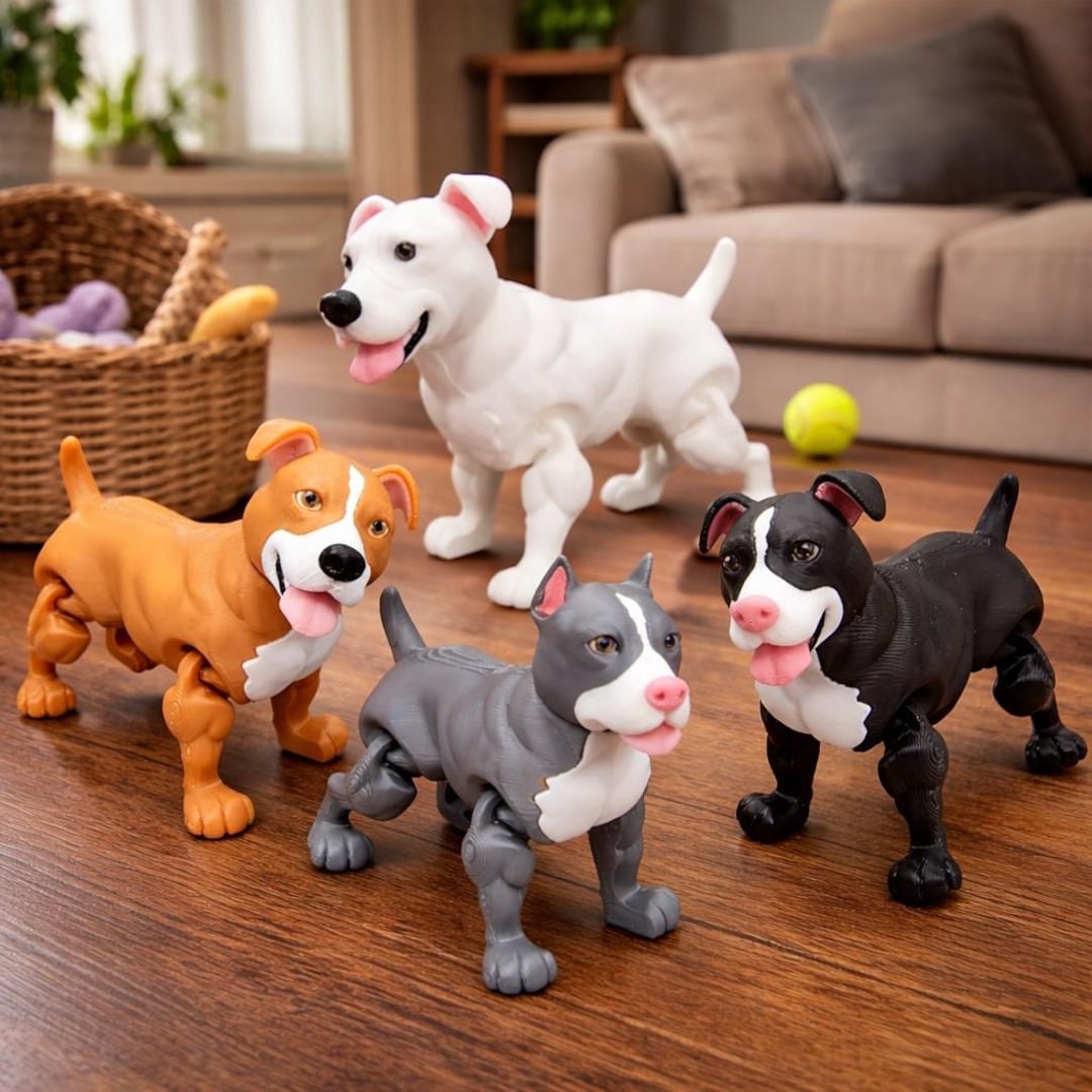 Pitbull Toy | 3D Printed | Articulated | Staffordshire Terrier