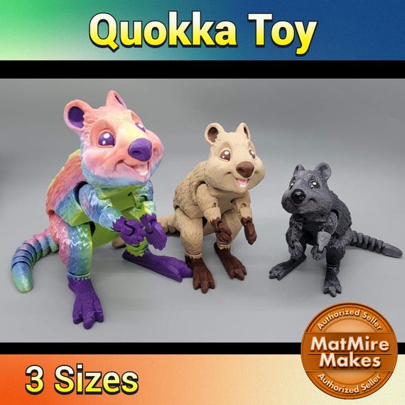 Articulated Quokka Toy, Wallaby, Fidget, Colorful, Flexi, Sensory