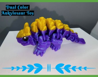 Dual Color Ankylosaur Toy, Fidget, Articulated, Sensory, Flexi, Custom, Dino, Dinosaur, Reptile