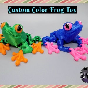 Custom Color Frog Toy, Cinderwing3D, Birthday, Favors, Fun, Fidget, Sensory, Flexi, Amphibian