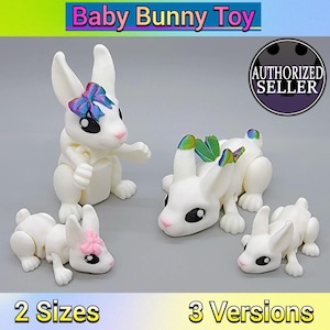 Baby Bunny Toy | Articulated | 3D Printed | Fidget | 2 Sizes | 3 Styles | Party Favor Packs