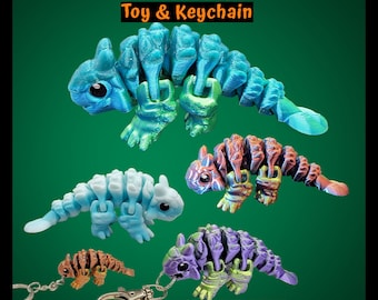 Articulated Ankylosaur Toy & Keychain Fidget Sensory Flexi Dino Dinosaur