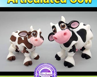 Articulated Cow Toy, Bovine, Holstein, Farm, Fun, Fidget, Colorful, Flexi, Sensory
