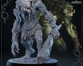 Hag Cursed Troll Miniature: D&D, Pathfinder, TTRPG, 50mm Base
