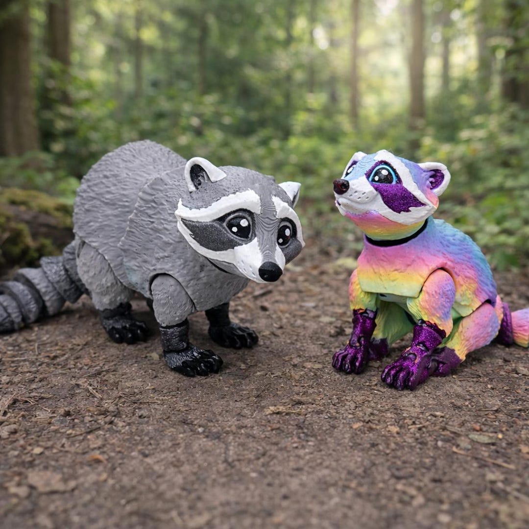Articulated Raccoon Fidget Toy: Poseable Stress Reliever, Sensory Flexi ...