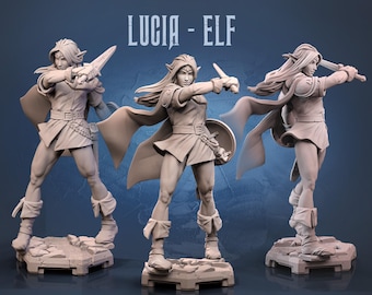 Lucia - Elf by Dragun Studios | D&D | Pathfinder | Wargaming | Fantasy Gaming | 32mm and 75mm