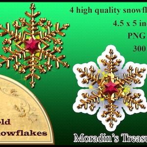 Gold Digital Snowflakes