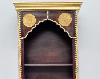 Handcrafted Solid Timber Indian Vintage Brass Temple Display Shelf Storage Cupboard Moroccan Cabinet Bookshelf Shelving Unit